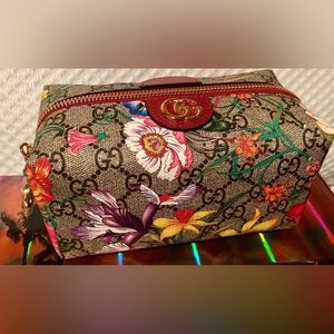 New! Gucci Ophidia Flora GG Supreme Monogram Cosmetic Case